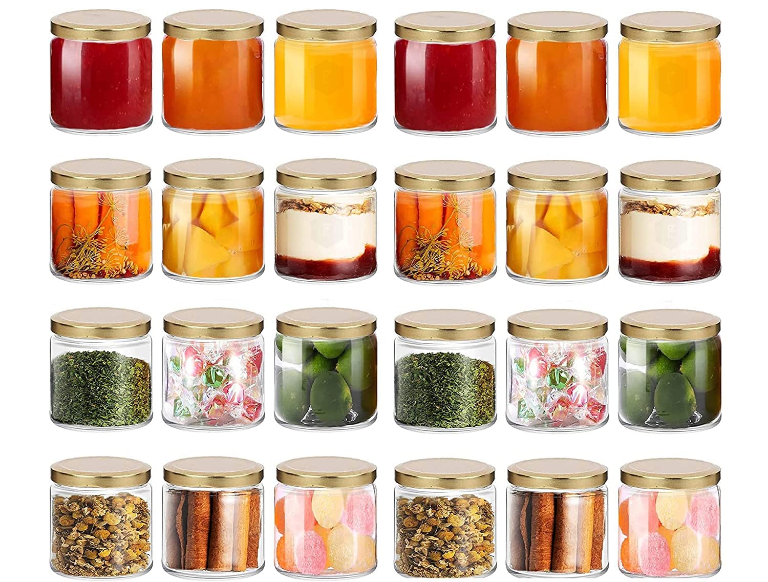 HAPPY BORN Small Glass Jars with lid 200 ml | small glass container with lid | Small Jar for Crafts, Wedding, Spices, DIY and Ca